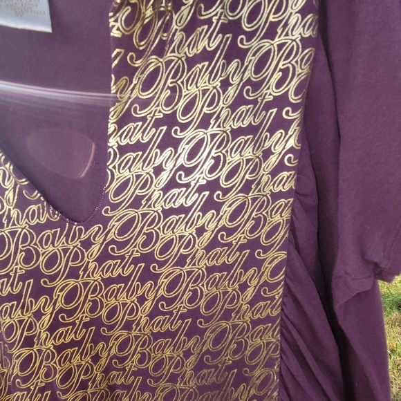 Vintage Baby Phat ruched tunic plum gold 2X - Picture 6 of 7